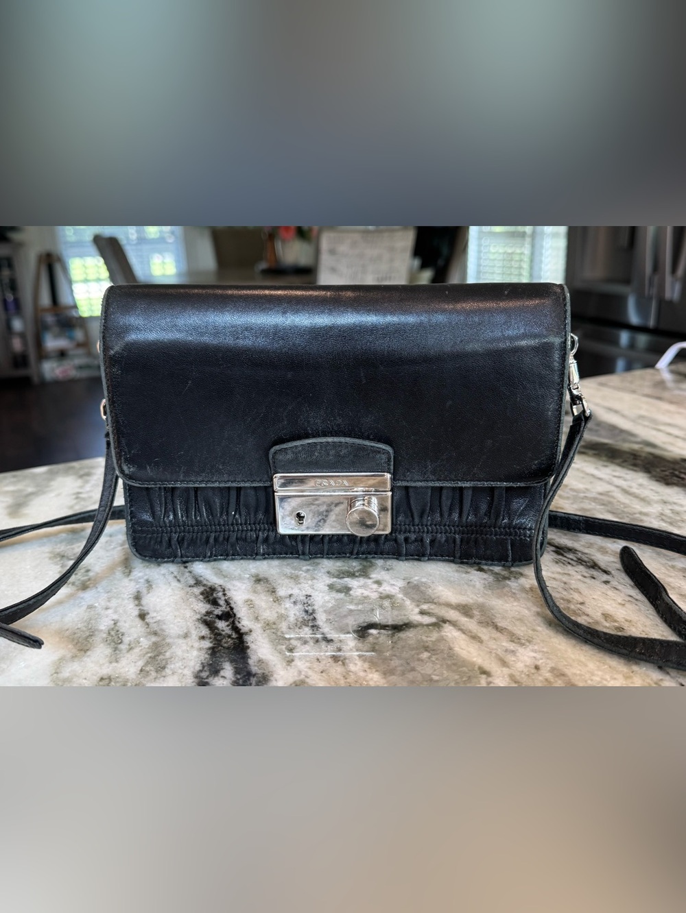 Prada Nappa Leather Gaufre w/ lock shoulder or crossbody bag